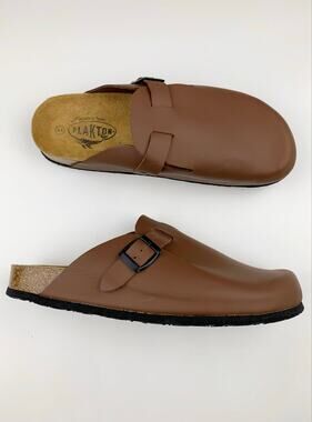 Plakton Clogs Brown Leather Slip On Comfort Shoes Casual Men's 44 US 10 10.5